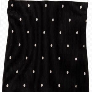 Aqua Black & White Polka Dot Ribbed Bandeau Tube Top Size M